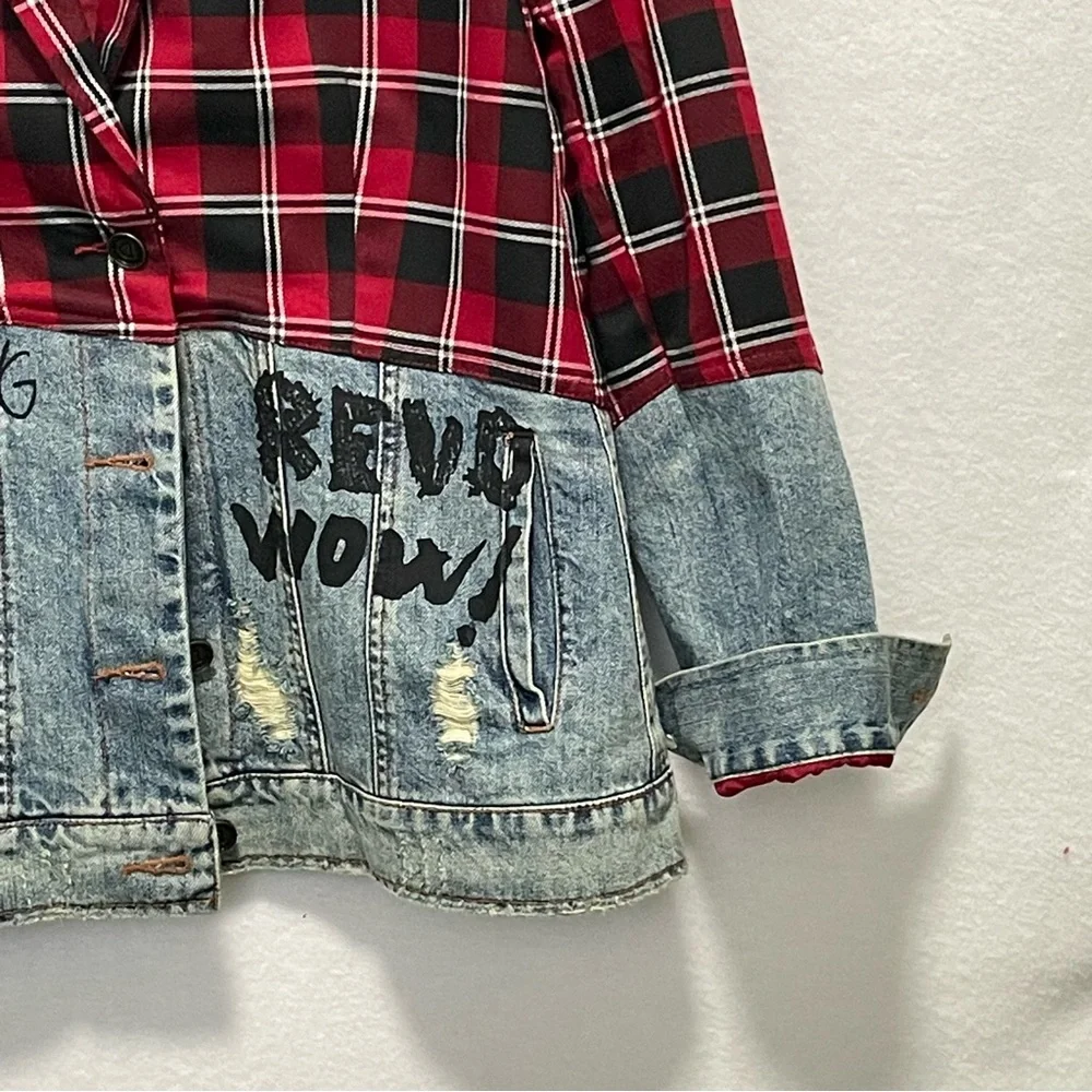 Desigual Red and Black Plaid Blazer - Picture 5 of 11